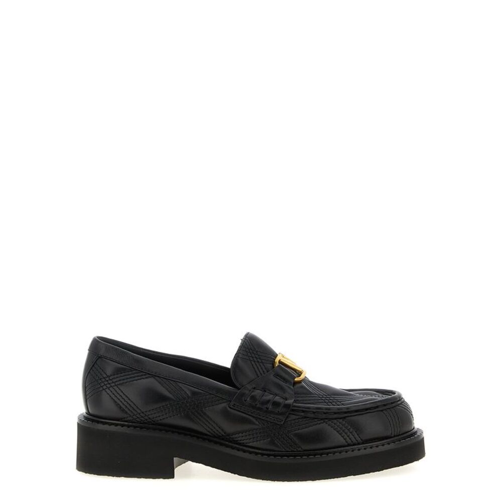 Valentino Garavani Black Lamb Leather Slip-On Women's Loafers